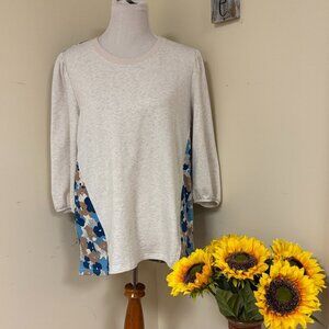 LOGO Lounge Lori Goldstein Tunic Women's M Blouse Floral Back Sides Stretchy